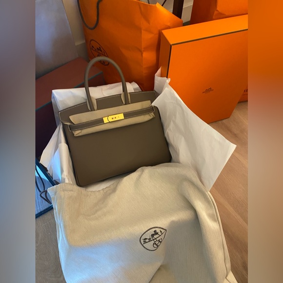 BRAND NEW HERMES BIRKIN 30 ETOUPE GOLD HARDWARE 2023 - Picture 4 of 6